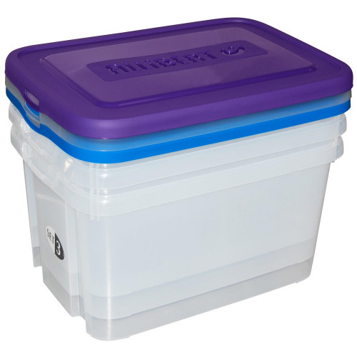 Lot de 3 boites de rangement Handy 50l, l.56 x P.40 x H.28 cm - CURVER