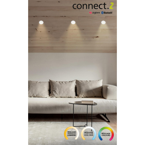 Kit 1 spot encastré connecté Zigbee bluetooth Saliceto blanc/couleurs rond blanc - Eglo