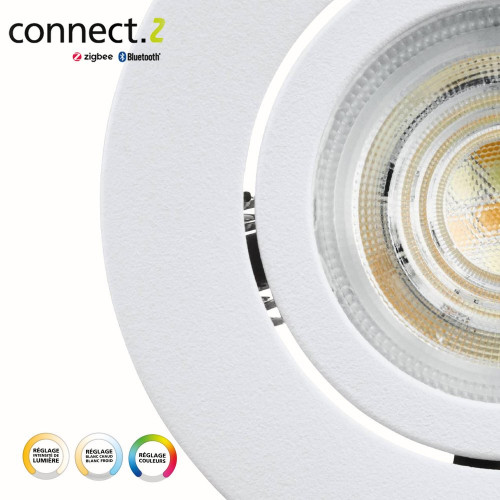 Kit 1 spot encastré connecté Zigbee bluetooth Saliceto blanc/couleurs rond blanc - Eglo