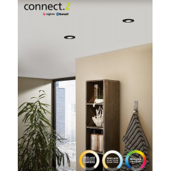 Kit 1 spot encastré connecté Zigbee bluetooth Saliceto blanc/couleurs, rond noir - Eglo
