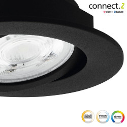 Kit 1 spot encastré connecté Zigbee bluetooth Saliceto blanc/couleurs, rond noir - Eglo