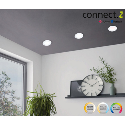 Spot à encastrer connecté Zigbee bluetooth Fueva, D17 blanc/couleurs, rond blanc - Eglo