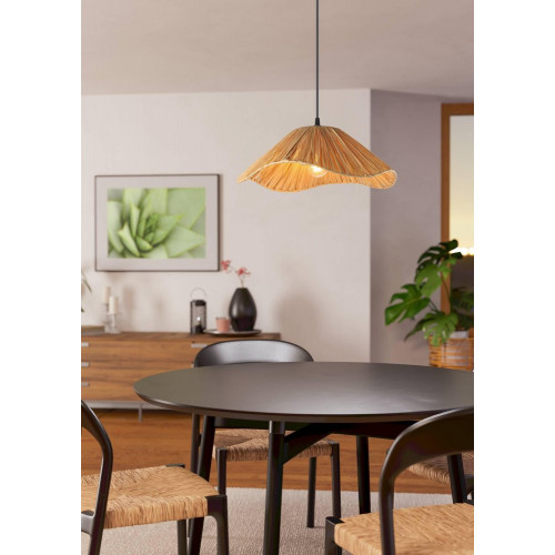 Suspension Laxford, raphia, diam.40 cm, E27 - Eglo