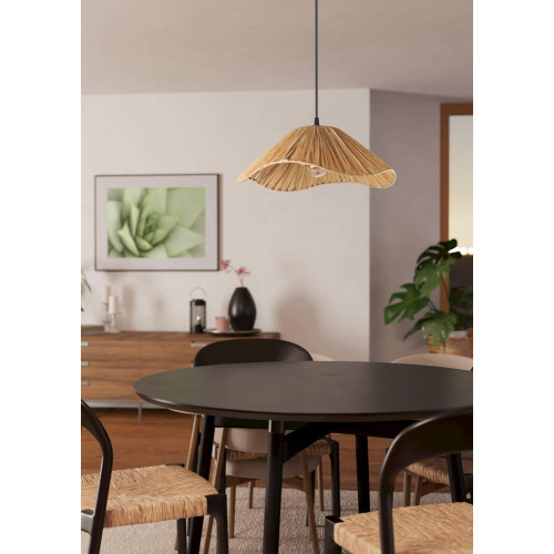 Suspension Laxford, raphia, diam.40 cm, E27 - Eglo