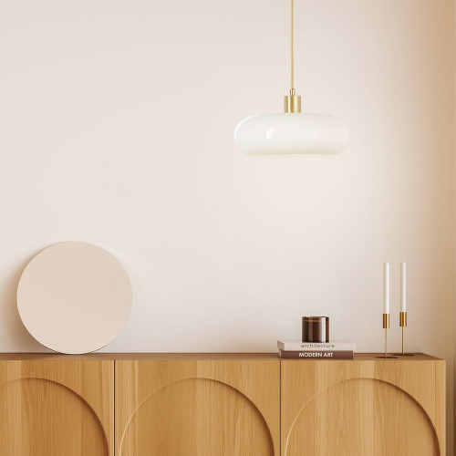 Suspension Arancia, verre, blanc, diam.27.5 cm, E27 - BRILLIANT