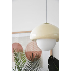 Suspension pop champi ceramique e27 vanille  lx france - EXAGON