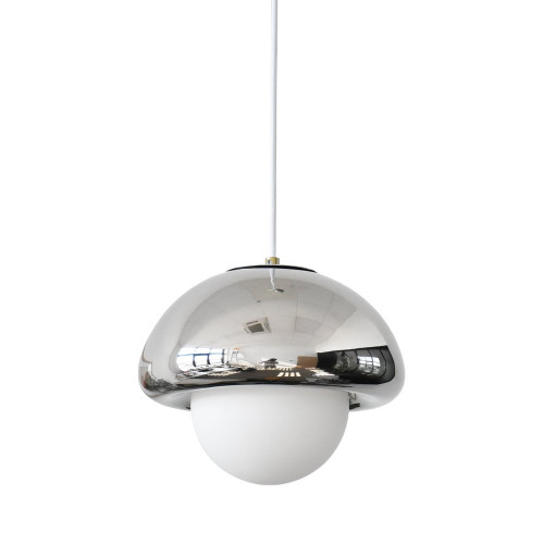 Suspension Pop champi verre, chrome, Diam.25 cm, E27 - EXAGON