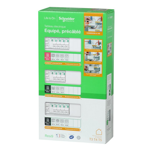 Tableau électrique pré-équipé et précâblé T3-T4 3 rangées Resi9 XP, SCHNEIDER EL - SCHNEIDER ELECTRIC