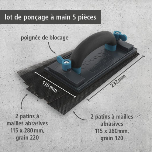 Cale à poncer 115x280 + 4 abrasifs WOLFCRAFT - WOLFCRAFT