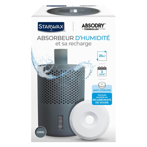 Absorbeur d'humidité STARWAX Gris avec 1 tablette 500g, 25 m² - Starwax