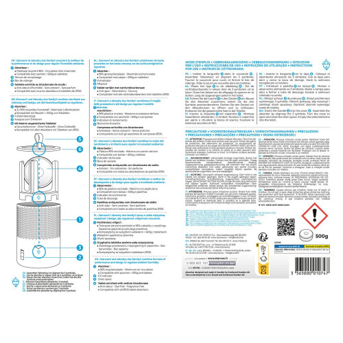 Absorbeur d'humidité STARWAX Gris avec 1 tablette 500g, 25 m² - Starwax