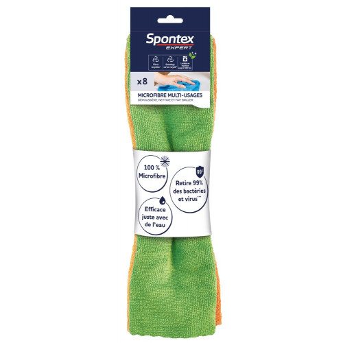 Lot de 8 chiffons polyester SPONTEX EXPERT Multiusage - SPONTEX EXPERT