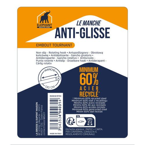 Manche anti-glisse soft touch 130cm elephant - ELEPHANT