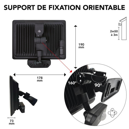 Projecteur extérieur LED à détection, 4150 Lm noir Full screen TIBELEC - TIBELEC