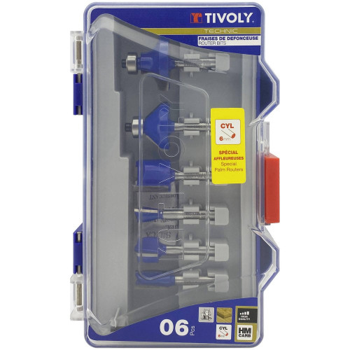 Coffret de 6 fraises pour affleureuse, Diam.6 mm TIVOLY - TIVOLY