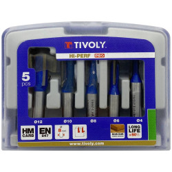 Coffret de 5 fraises pour defonceuse, Diam.4 a 12 mm TIVOLY de marque TIVOLY, référence: B10015600