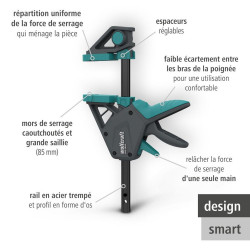 Serre-joint a une main WOLFCRAFT, 450 mm - WOLFCRAFT