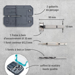 Kit montage charnières WOLFCRAFT - WOLFCRAFT