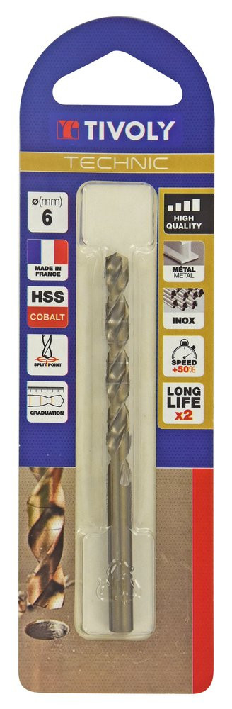 Foret à métaux TIVOLY Technic D : 6 mm Acier rapide Haute performance