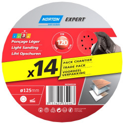 Lot de 5 disques abrasifs l.125 x L.125 mm grain 120 de marque NORTON, référence: B10021200