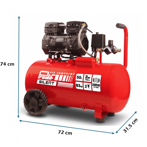 Compresseur 50L 2CV 8 bars sans huile SIL750 PRODIF - PRODIF