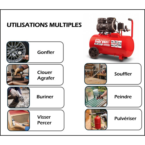 Compresseur 50L 2CV 8 bars sans huile SIL750 PRODIF - PRODIF