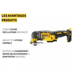 Outil multifonction DEWALT 18 V + 35 accessoires, sans batterie, DCS356NT-XJ - DeWALT