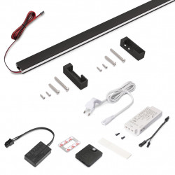 Kit barre de penderie Luxe LED Neonlynx 900 mm - noir texturé - détecteur RF Smart 2700 K de marque EMUCA, référence: B10027700