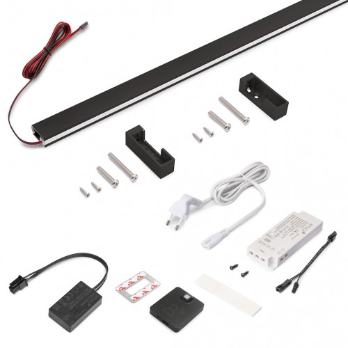 Kit barre de penderie Luxe LED Neonlynx 900 mm - noir texturé - détecteur RF Smart 2700 K - EMUCA