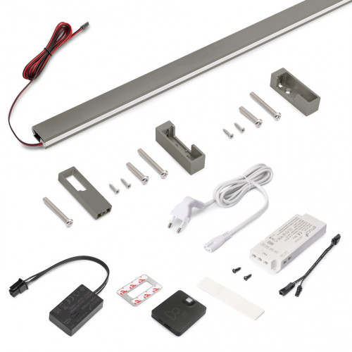 Kit barre de penderie Luxe LED Neonlynx 1150 mm - titane - détecteur RF Smart 2700 K - EMUCA