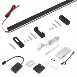 Kit barre de penderie Luxe LED Neonlynx 1150 mm - noir texturé - détecteur RF Smart 2700 K de marque EMUCA, référence: B10028000