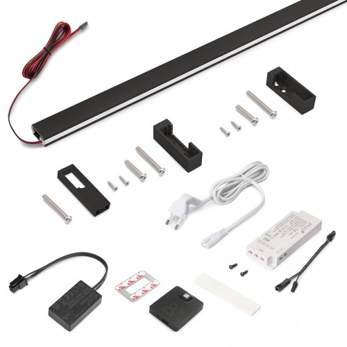 Kit barre de penderie Luxe LED Neonlynx 1150 mm - noir texturé - détecteur RF Smart 2700 K - EMUCA