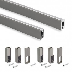 Lot de 2 rails de penderie Luxe 1150 mm - titane avec supports de marque EMUCA, référence: B10028400