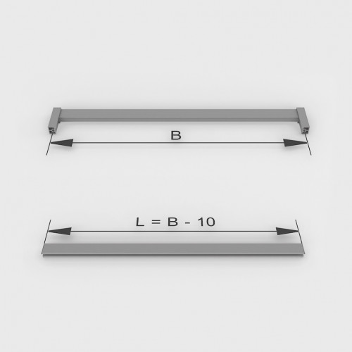 Lot de 2 rails de penderie Luxe 1150 mm - titane avec supports - EMUCA