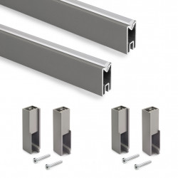 Lot de 2 rails de penderie Luxe 750 mm - titane avec supports de marque EMUCA, référence: B10028500