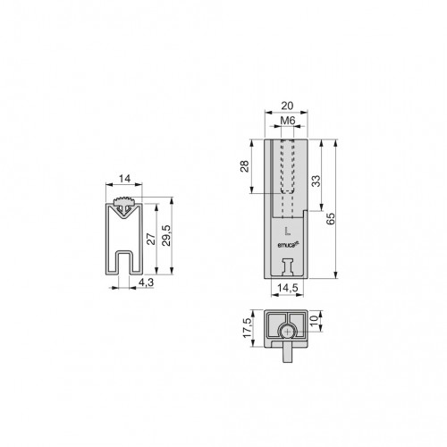 Lot de 2 rails de penderie Luxe 750 mm - titane avec supports - EMUCA