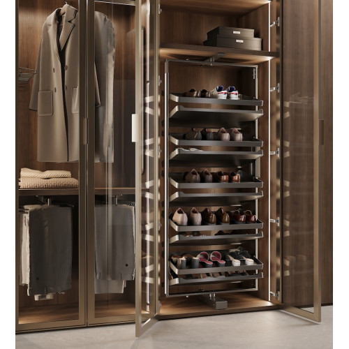 Rangement de chaussures pivotant Quartz H 1640 mm - module 800 mm titane - EMUCA