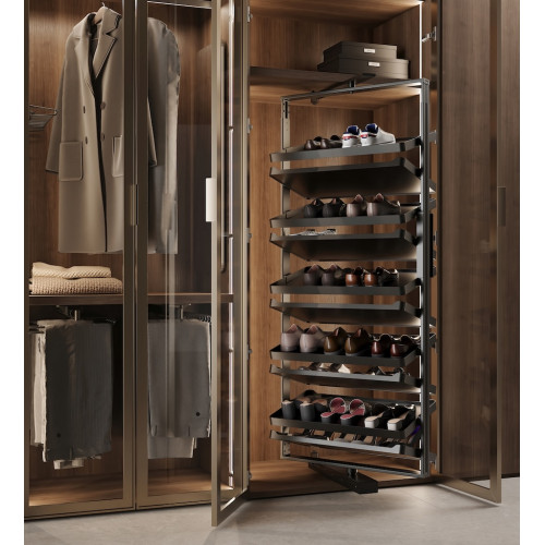 Rangement de chaussures pivotant Quartz H 1640 mm - module 800 mm titane - EMUCA
