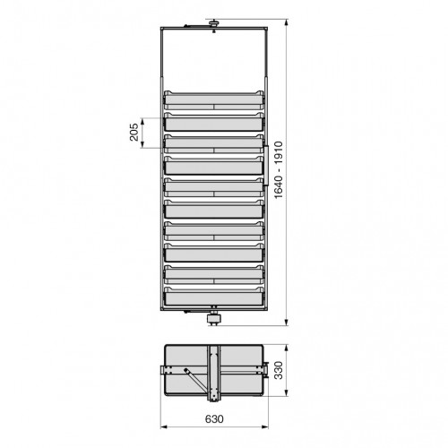Rangement de chaussures pivotant Quartz H 1640 mm - module 800 mm titane - EMUCA