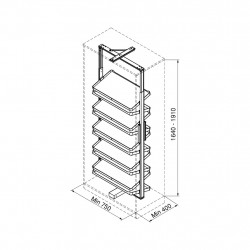 Rangement de chaussures pivotant Quartz H 1640 mm - module 800 mm titane - EMUCA