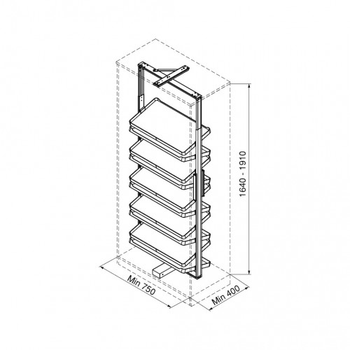 Rangement de chaussures pivotant Quartz H 1640 mm - module 800 mm titane - EMUCA