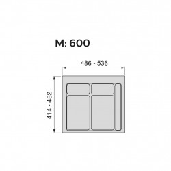 Base pour poubelles - Recycle module 600 mm - 2 compartiments noir - EMUCA