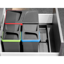 Base Emuca Recycle pour tiroir de cuisine 700 mm - 2 compartiments gris anthracite - EMUCA