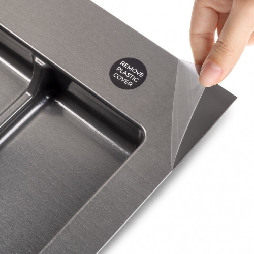 Base Emuca Recycle pour tiroir de cuisine 700 mm - 2 compartiments gris anthracite - EMUCA