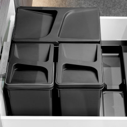 Bac de tri Emuca Recycle pour tiroir de cuisine - 15 L noir - EMUCA