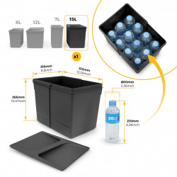 Bac de tri Emuca Recycle pour tiroir de cuisine - 15 L noir - EMUCA