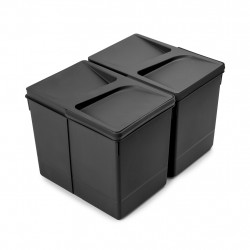 Lot de 2 bacs de tri Emuca Recycle pour tiroir de cuisine - 2 x 15 L noir - EMUCA