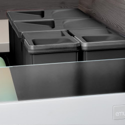 Lot de 2 bacs de tri Emuca Recycle pour tiroir de cuisine - 2 x 15 L noir - EMUCA