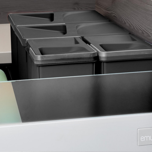 Lot de 2 bacs de tri Emuca Recycle pour tiroir de cuisine - 2 x 15 L noir - EMUCA