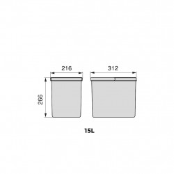 Lot de 2 bacs de tri Emuca Recycle pour tiroir de cuisine - 2 x 15 L noir - EMUCA